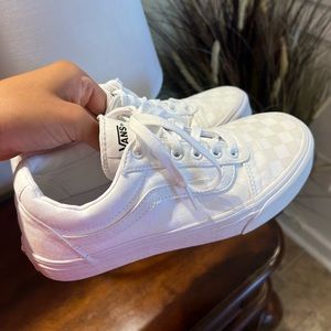 White Checkered Vans